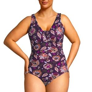 LANDS END Floral One-Piece Swimsuit